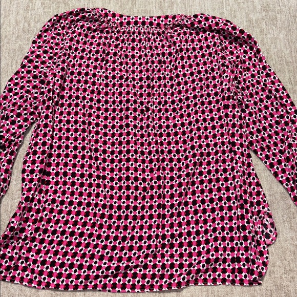 3x mandarin v neck top pink red black white Crown & Ivy long sleeve - Picture 5 of 7